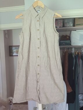 Duluth Trading Hemp Button-Front Shirt Dress - POCKETS!!!